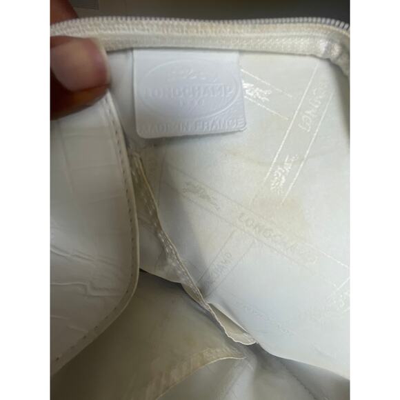 Longchamp White Croc Embossed Crossbody Satchel Minimalist Handbag - Picture 11 of 11